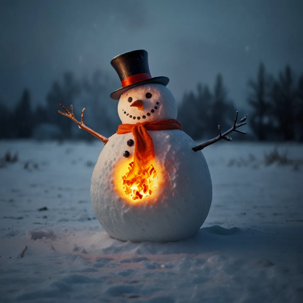 Flaming Frosty: Explosive Science Turns Snowmen into Blazing Winter Spectacle